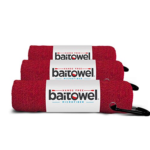 Bait Towel 3 Pack Fishing Towels with Clip, Plush Microfiber nap Fabric, 16x16, The Original Bait Towel Value 3 Pack - color: Blood Red