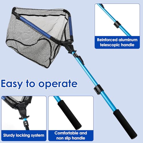 Telescopic Fishing Landing Net, Foldable Aluminum Alloy Pole with Fine Nylon Mesh, Portable Fish Net for Freshwater Saltwater Kayak Boat, Fishing Gifts for Men - color: Floating Style - 1M
