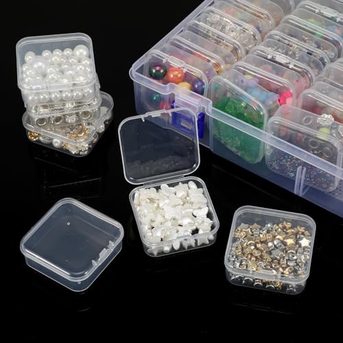 3 Pack Bead Organizer Box, 138Pcs Bead Organizers and Storage Plastic Cases, Mini Clear Beads Storage Containers Boxes with Hinged Lid for Seed, Jewelry, DIY Craft （3 Pack,138 Organizers)