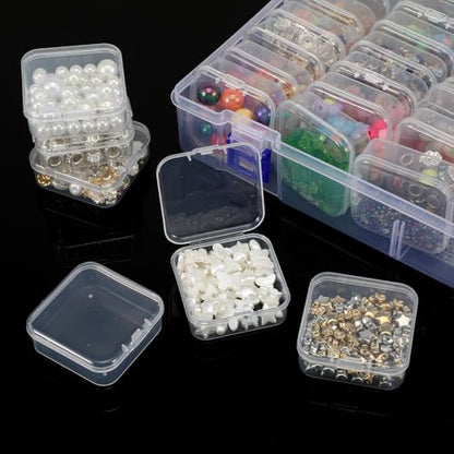 3 Pack Bead Organizer Box, 138Pcs Bead Organizers and Storage Plastic Cases, Mini Clear Beads Storage Containers Boxes with Hinged Lid for Seed, Jewelry, DIY Craft （3 Pack,138 Organizers)