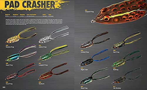 Booyah Pad Crasher Topwater Bass Fishing Hollow Body Frog Lure with Weedless Hooks - color: Bullfrog