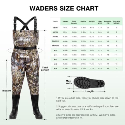 Lekesky Fly Fishing Chest Waders with Boots for Men Women, US Sizes 5–14,2-Ply Nylon/Pvc Waterproof Waders - color: Camo, size: M12