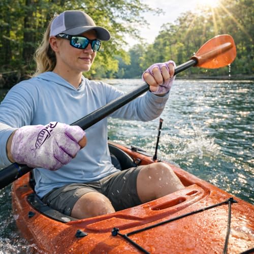 Palmyth Stubby UV Fishing Gloves Sun Protection Fingerless Glove Men Women UPF 50+ SPF for Kayaking, Paddling, Canoeing, Rowing, Driving - color: Lilac Tide, size: Large