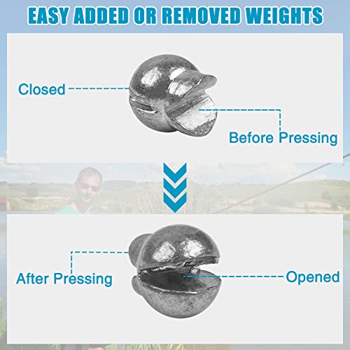 100pcs Split Shot Fishing Weights Removable Round Fishing Weights Sinkers Clip On Split Shot Weights Fly Fishing Line Sinkers for Freshwater Saltwater - size: 100pcs-1g