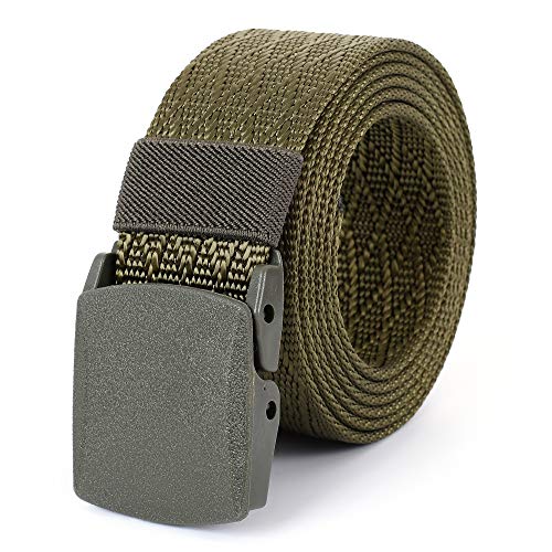 Mile High Life | Nylon Web Belt | Outdoor Military Belt | TSA Safe Buckle Plastic/Metal - color: 530black-navy-olive 3pc