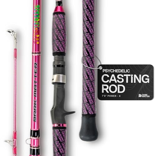 Dark Matter Psychedelic Casting Fishing Rods Medium Heavy Power X - High-Modulus M3 Carbon Nano Baitcaster Rod Saltwater and Freshwater Fishing Rods, 7ft Medium Heavy Baitcasting Rod - color: Pink, size: 7'0" Power - X