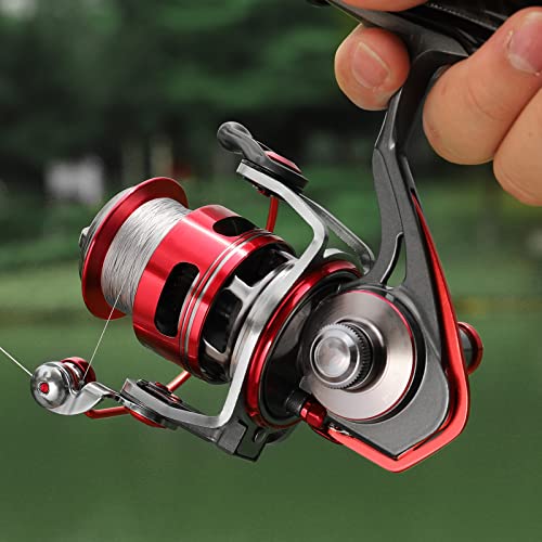TRUSCEND Spinning Fishing Reel, Aviation Metal Material Body Reels, Industrial Durable-Strength, High Speed & Stability, Ultra-Light & Powerful, Smoother & Durable, Saltwater Freshwater Fishing Gear - color: B3-Red-4000