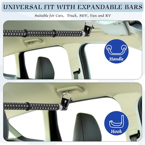 2 Pcs Fishing Rod Holder for Car Heavy Duty Vehicle Fishing Pole Rack with 8 Belts Adjustable 35 to 64.5 Inch Pole Rod Organizer Carrier Clothes Bar for Car SUV Wagon Truck Van