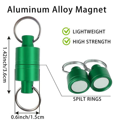 Aventik Magnetic Net Release Ultra-Strong Keychain Fly Fishing Net Retractor with Coiled Lanyard Carabiner Clip - color: Green