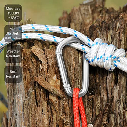 sprookber 3" Aluminum Carabiner D Ring, Caribeener Clips, Spring Snap Hook for Keychain Clip, Set of 10 - color: Silver