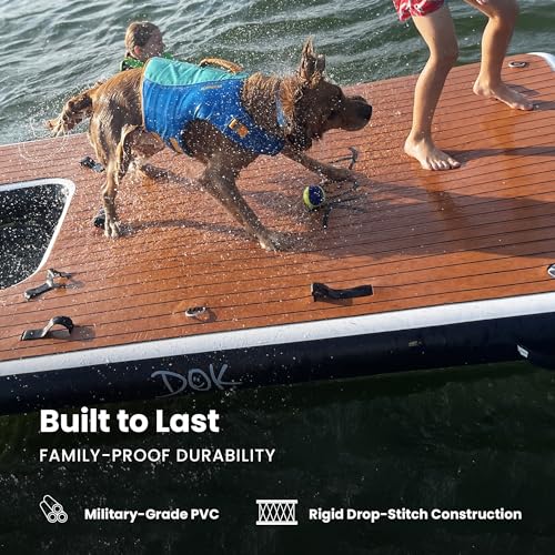 DOK Party-DOK Inflatable Dock Platform: Safe & Easy Water Access; Floating Non-Slip EVA Foam with Water Ramp for Pool, Dock, & Lake | Military Grade & High Visibility