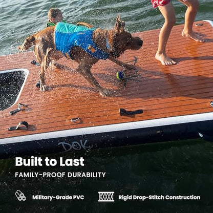 DOK Party-DOK Inflatable Dock Platform: Safe & Easy Water Access; Floating Non-Slip EVA Foam with Water Ramp for Pool, Dock, & Lake | Military Grade & High Visibility