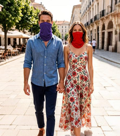 Fishing Neck Gaiter, Sun Protection Face Mask, Cooling Neck Shield Scarf Cycling Balaclava Bandana for Men and Women - color: Red+orange+white+purple