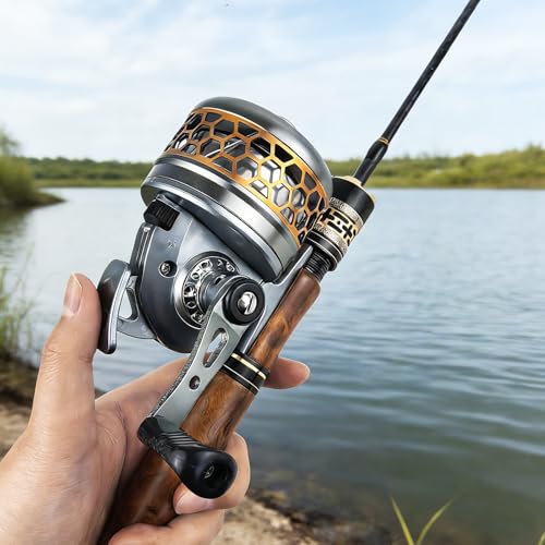 Spincast Fishing Reel, All-Metal Gears, Easy to Use Push Button Casting Design, Changeable Right/Left-Hand Retrieve - color: Silver