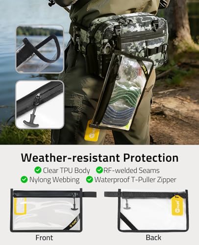 CVLIFE Fishing Tackle Bag Waist Pack with Rod Holder, Water Resistant Fanny Pack Includes 3600 Tackle Box, Waterproof Pouch & Carabiners, Convertible Sling Bag with Net Holster for Gear - color: Tactical Camo