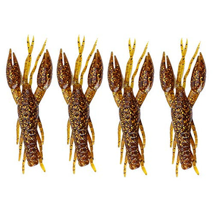 6 Colors Silicone Soft Fishing Crawfish Artificial Lures Bait Durable Fish Strike Texas Rig Bass Lake 4pcs - color: Sauce yellow, size: #-06