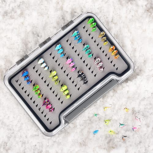 Tungsten Ice Fishing Jigs Kit - 15/21/45pcs Effective Glow Lures for Crappie, Panfish, Walleye - color: Colorful (45pcs)