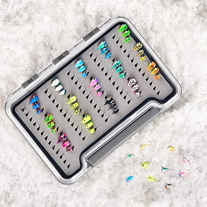 Tungsten Ice Fishing Jigs Kit - 15/21/45pcs Effective Glow Lures for Crappie, Panfish, Walleye - color: Colorful (45pcs)