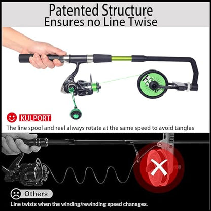 Fishing Line Spooler, Adjustable line Winder,No Line Twist, Portable for Casting & Spinning and Trolling Reel - color: Green Line Spooler