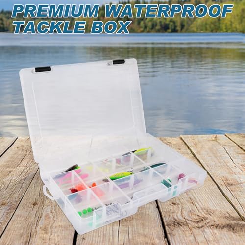 Hikary Fishing Tackle Boxes,3600 Tackle Tray Clear Plastic Fishing Box with Removable Dividers Fishing Storage Organizer Boxes for Lures (2 Packs) - color: 2 Packs