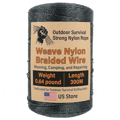 Veemoon 1 Roll Nylon String, 300M/980FT Fishing Net Repair Line Wrapping Rope Fish Net Repair Twine Braid Fishing Cord Twine DIY Crafts Rope to Weave Nylon Braided Wire, Bank String Dark Green
