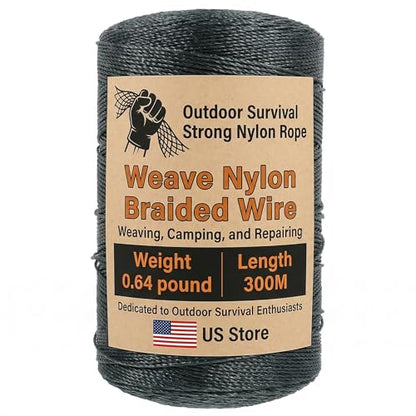Veemoon 1 Roll Nylon String, 300M/980FT Fishing Net Repair Line Wrapping Rope Fish Net Repair Twine Braid Fishing Cord Twine DIY Crafts Rope to Weave Nylon Braided Wire, Bank String Dark Green