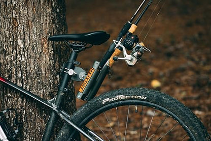 MAXXTUFF Heavy-Duty Bicycle Rod Holder, Universal Fit, Holds 2 Fishing Rods, Mounts to Seat Post - MTM103