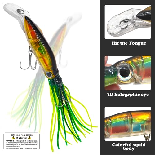 Squid Fishing Lures Set, Fishing Squid Lures Soft Luminous, Large Simulation Artificial Lures Baits Lifelike Plastic Fishing Soft Lure for Saltwater and Freshwater - color: A-Squid lure 6pcs