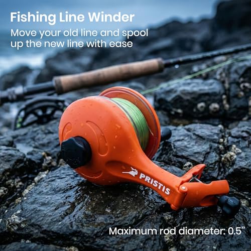 Pristis Upgraded Fishing Line Winder for Thick Spool, Reel Spooler with Tangle Free System, Spool Holder with Tension-Adjusted Design, Anti-Twist Spooling Tool Gear for Baitcasting Casting Spinning