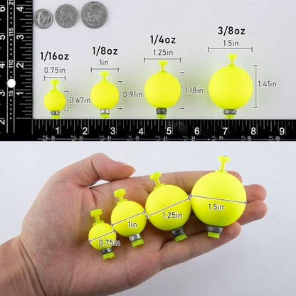 Dr.Fish 10 Pack Weighted Fishing Bobbers Snap-on Spring Floats EVA Foam Push Button Clip on Floats Fly Fishing Trout Bass Crappie Catfish - color: Red, size: Diam 1.5''(3/8oz)