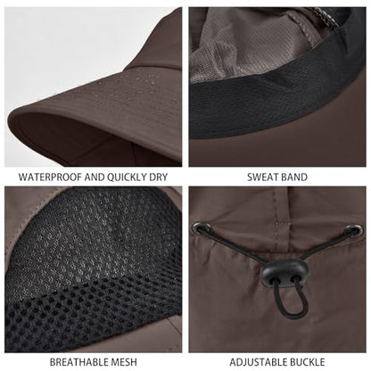 Sun Hat for Men Women with Neck Flap,UPF 50+ UV Protective Hiking Fishing Hats,Wide Brim Sun Hat for Women&Men - color: 1pack-coffee