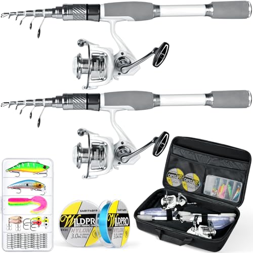 Ghosthorn Fishing Rod and Reel Combo Carbon Fiber Telescopic Fishing Pole Carrier Bag Portable Kit Saltwater Freshwater - size: 2.4m 8ft, style: 2 Pack Rod&reel Combos With One Bag