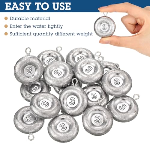 Shimeyao 18 Pieces Disc Sinkers Fishing Weights No Roll Disc Fishing Sinkers Weights for Saltwater Trolling Surf Tackle - size: 3oz