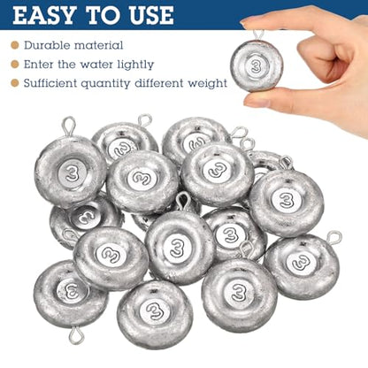 Shimeyao 18 Pieces Disc Sinkers Fishing Weights No Roll Disc Fishing Sinkers Weights for Saltwater Trolling Surf Tackle - size: 3oz