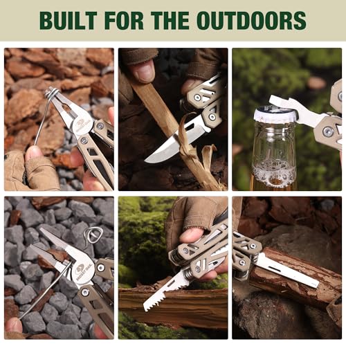 MOSSY OAK Multitool, 22-in-1 Stainless Steel Pliers with Screwdriver Sleeve, Desert Steel Handle, Self-locking Knife with Sheath-Perfect for Outdoor, Survival, Camping, Hiking, Simple Repair - color: 22-in-1, Desert