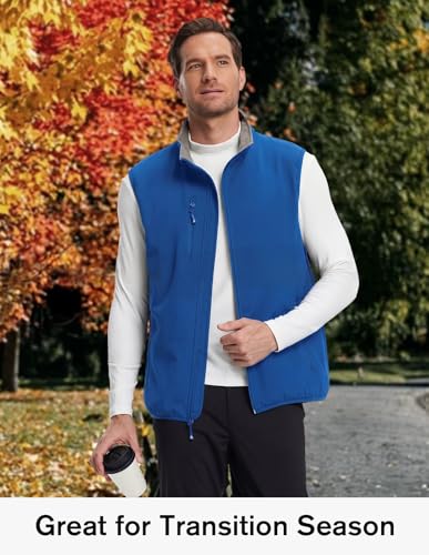 fit space Men's Lightweight Vest Softshell Sleeveless Windproof Jacket with Zipper Pcoket Cycling Travel Hiking Running Golf - color: Dark Blue, size: Small