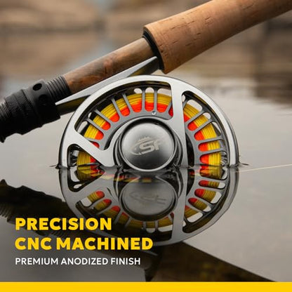 SF SF-003 Pro Fly Fishing Reel for Freshwater,CNC Precision Machining Process,Mid Arbor Design,Smooth Drag System,Lightweight Aluminum Body - size: 3/4wt, style: Gunmetal Gray Kt2