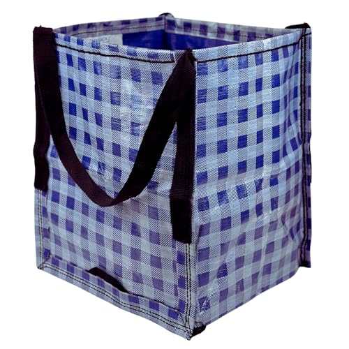 DURASACK Heavy Duty Storage Tote Bag 22-Gallon, Gingham Blue | Rugged Woven Polypropylene Moving Bag, Reusable Self-Standing Design, Holds up to 500 Pounds - color: Gingham Blue, size: Single