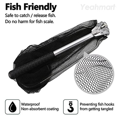 Yeahmart Fishing Landing Net with Telescopic Aluminum Handle Pole, Collapsible Nylon Mesh Minnow Fish Net for Saltwater & Freshwater, Portable Fishing Gear for Kids, Men, Women, Extends 21-75 Inches - style: 21" Full Length (Chrome-fixed Handle)