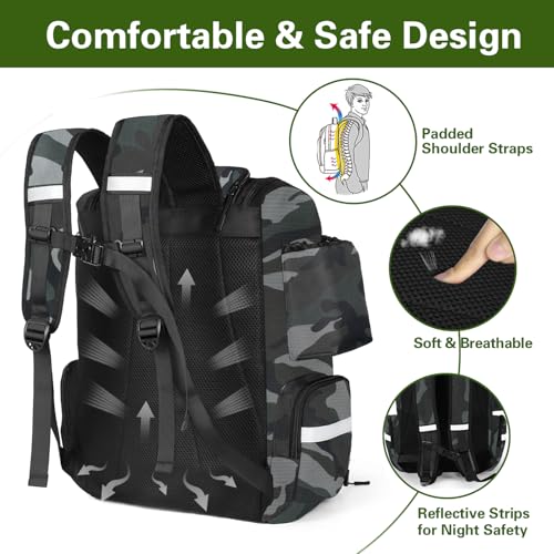 Fishing Backpack with 2 Rod Holders, Large Water Resistant Tackle Storage Bag for Fishing Gear, Fishing Bag Gifts for Men - color: Camouflage