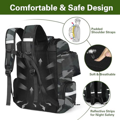 Fishing Backpack with 2 Rod Holders, Large Water Resistant Tackle Storage Bag for Fishing Gear, Fishing Bag Gifts for Men - color: Camouflage