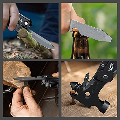 Rush Deer Camping Essentials Multitool,16 in 1 Multi Tool Survival Gear with Hammer, Pliers, Knife, Screwdrivers, Bottle Opener & Car Safety Hammer, for Camping, Hiking, Gift for Dad Him - style: Upgraded Version