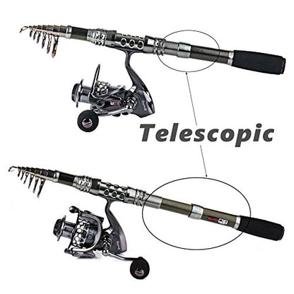 Sougayilang Telescopic Fishing Rod Reel Combos with Carbon Fiber Fishing Pole Spinning Reels and Fishing Accessories - color: Fishing Full Kit, size: 10.8 Ft Rod + XY 5000 Reel