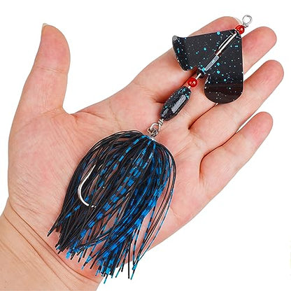 Spinnerbait Fishing Lures Kit, 6pcs Bass Fishing Buzzbait Lures Hard Metal Spinner Baits Swim Jigs for Bass Trout Salmon Pike Freshwater Saltwater - style: B-6pcs