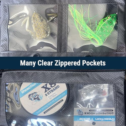 Reaction Tackle Deluxe Bait Binder, Water Resistant Soft Bait Storage System for Soft Plastics and Rigs with Zippered Sleeves, Splash-Proof Binder - size: Splash-Proof Binder