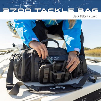 FROGG TOGGS Heavy Duty Fishing Tackle Duffle Bag, Includes Bait Trays - color: Blue, style: 3700