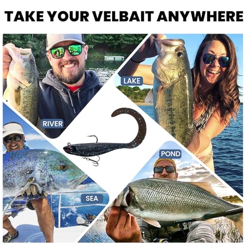 Pre-Rigged Soft Fishing Lures, Easy Catch Swimbaits for Bass Trout | Paddle & Curly Tail, Swim Baits for More Bites, Freshwater & Saltwater Fishing Bait, Crappie Walleye Pike Lures, Value Pack - color: B1-3"-0.31oz