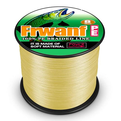 Braided Fishing Line 8 Strands of Super Strong PE Fishing line Extreme Power Fishing Braided line is Used for Saltwater and Freshwater Fishing - color: Yellow, size: 6LB 0.10MM-109Yds
