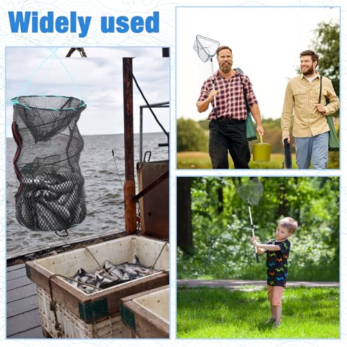 7 Pcs Fish Trap Minnow Trap Crab Trap Crawfish Trap Lobster Trap and Portable Folded Fishing Accessories 60 Inch Fishing Landing Net for Fishing