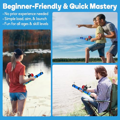 Fishing Catapult Rod - Slingshot Fishing Reel & Colitt Fishing Pole，Long-Distance Catapult Casting for Saltwater & Fly Fishing，Ideal Fishing Gifts for Men, Saltwater Fishing Gear